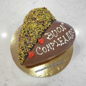 Cuore Buon Compleanno Frisenda® metà pistacchio e metà cioccolato - FARCITO 750gr